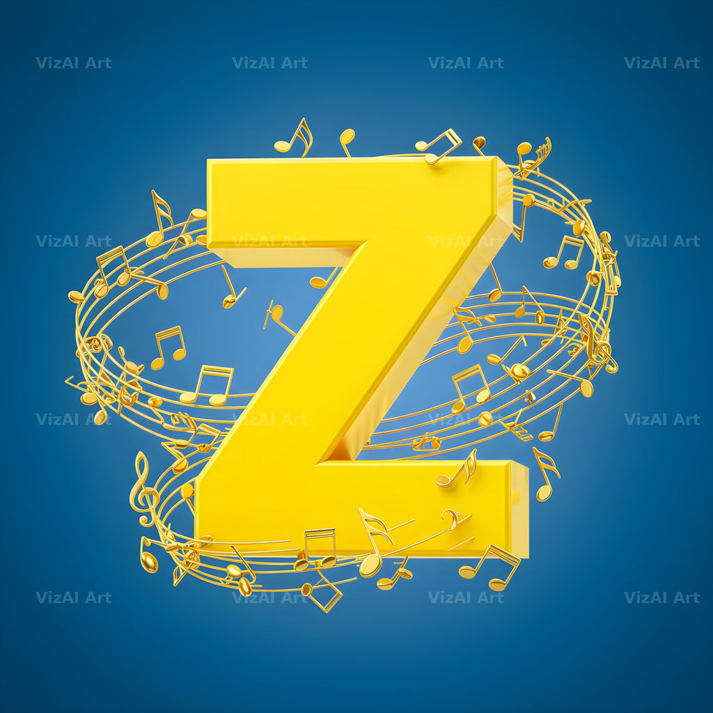 Gold Music Note alphabet letter Z