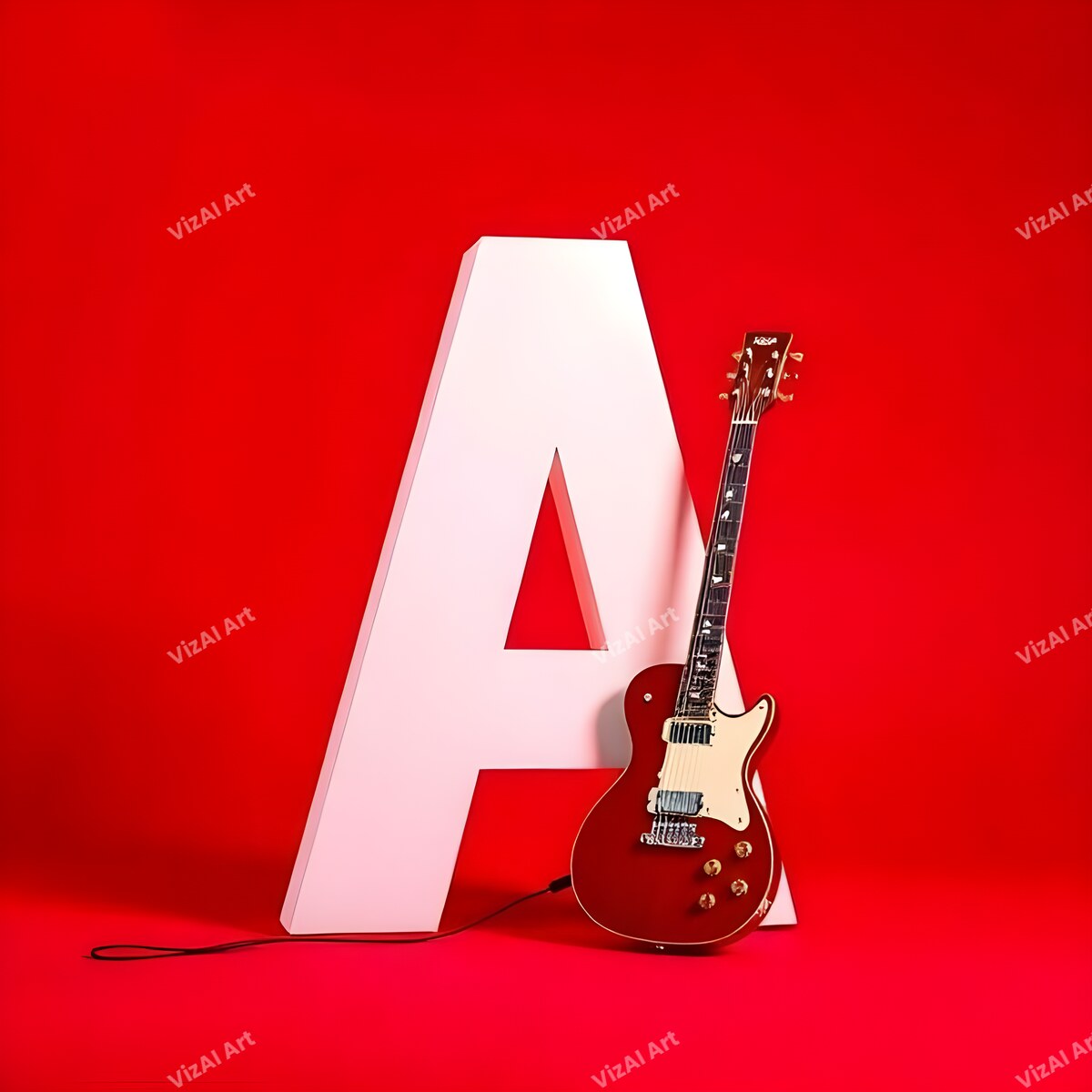 Letter A guitar alphabet art print