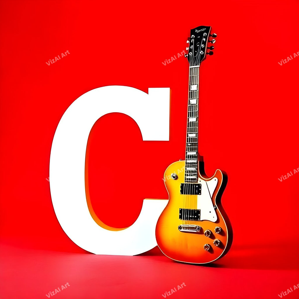 Letter C guitar alphabet art print