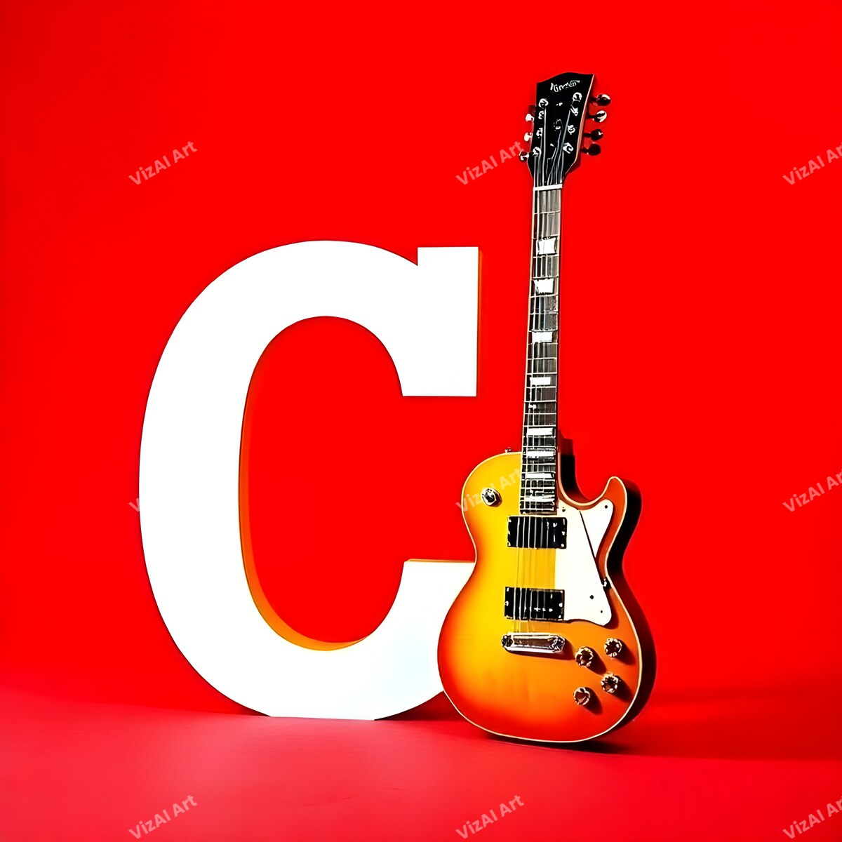 Letter C guitar alphabet art print
