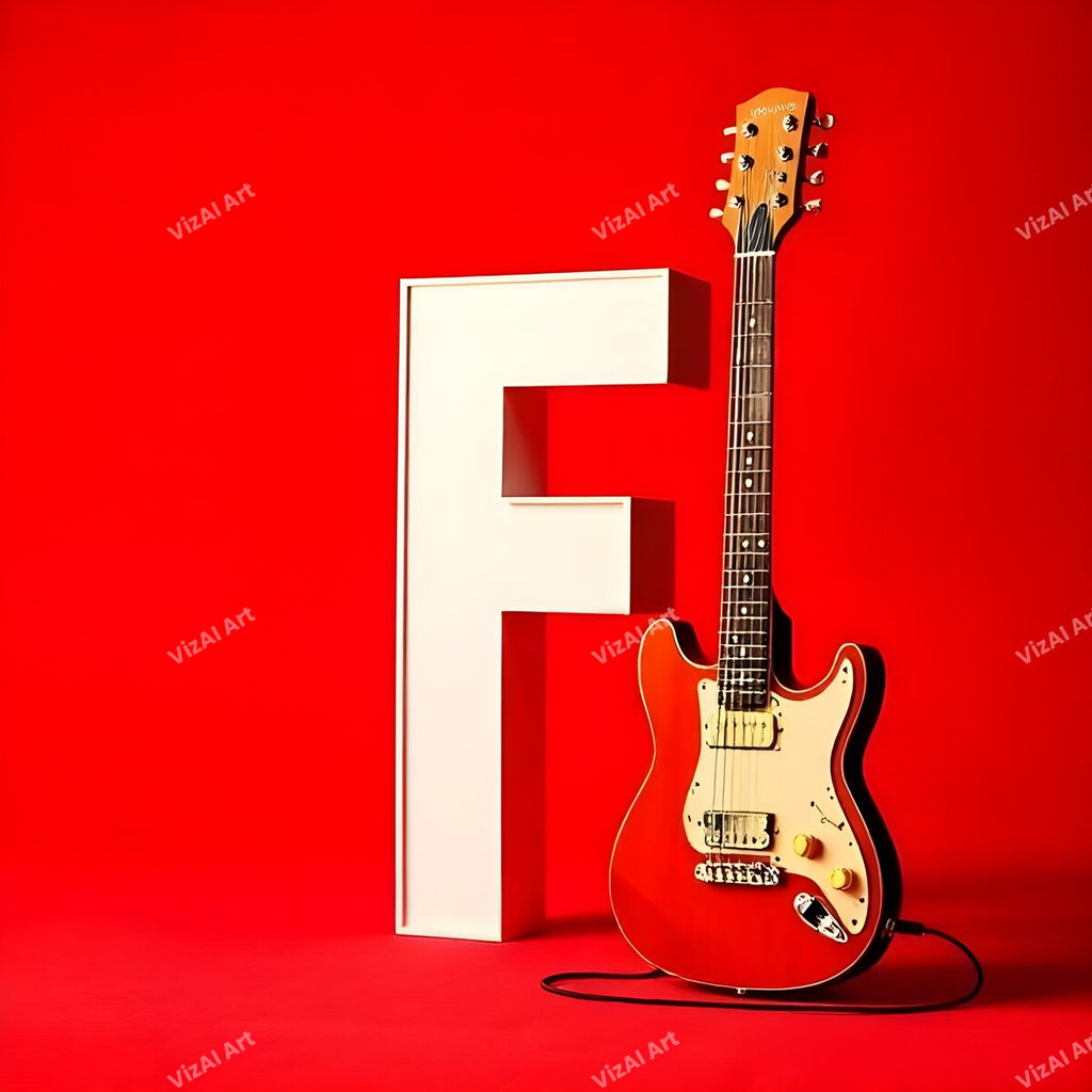 Letter F guitar alphabet art print