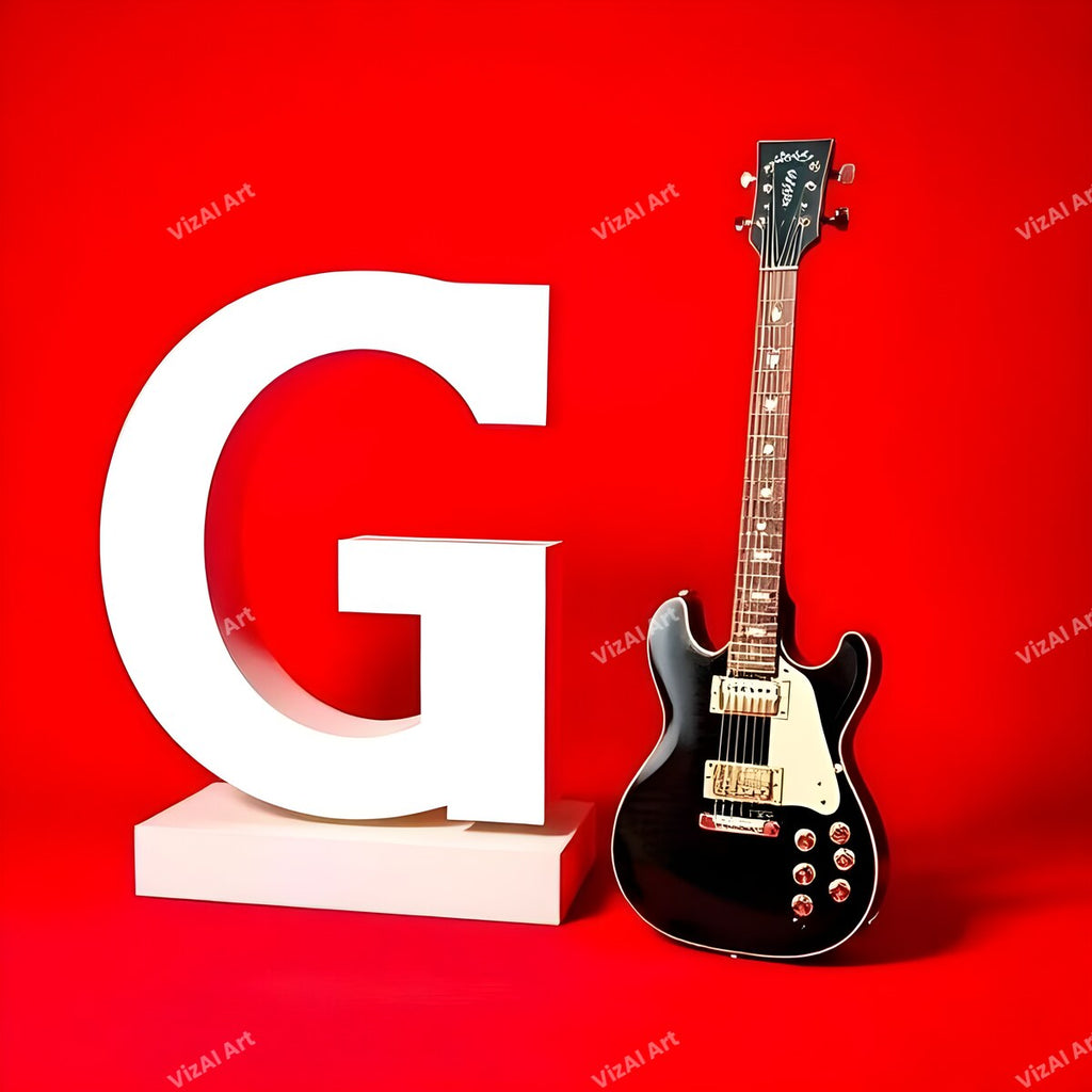 Letter G guitar alphabet art print