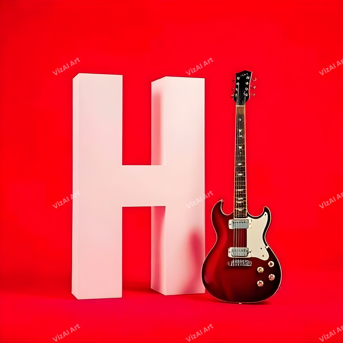 Letter H guitar alphabet art print