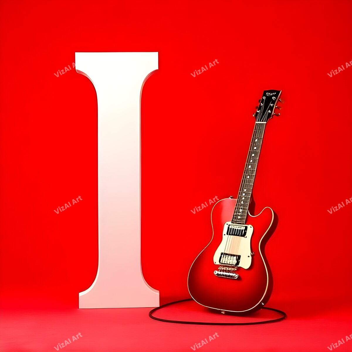 Letter I guitar alphabet art print