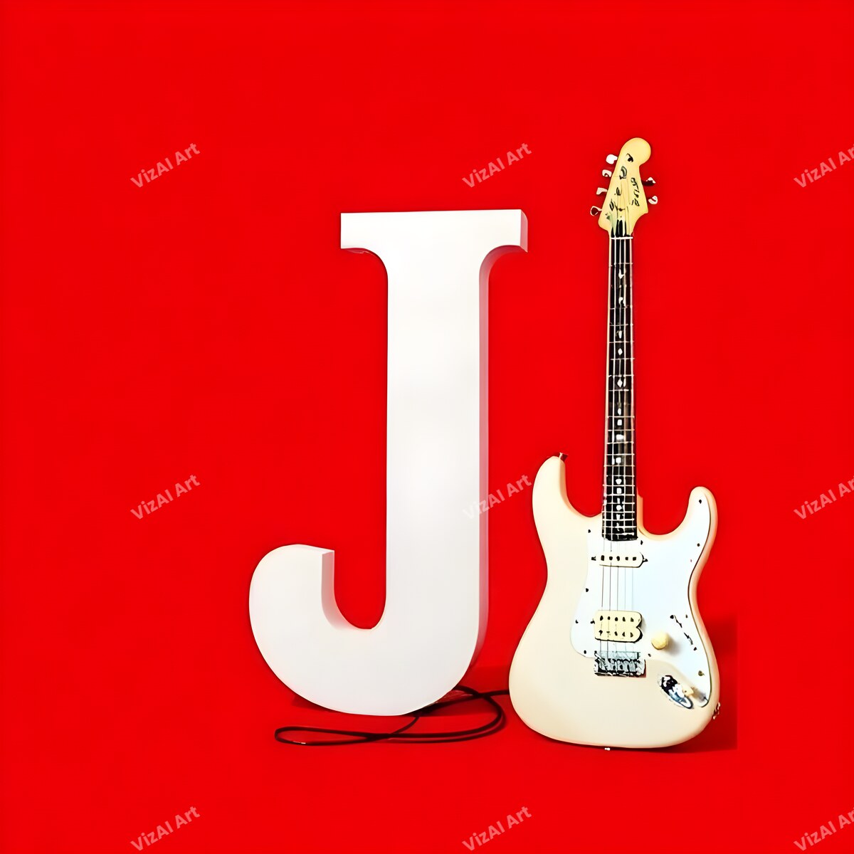 Letter J guitar alphabet art print