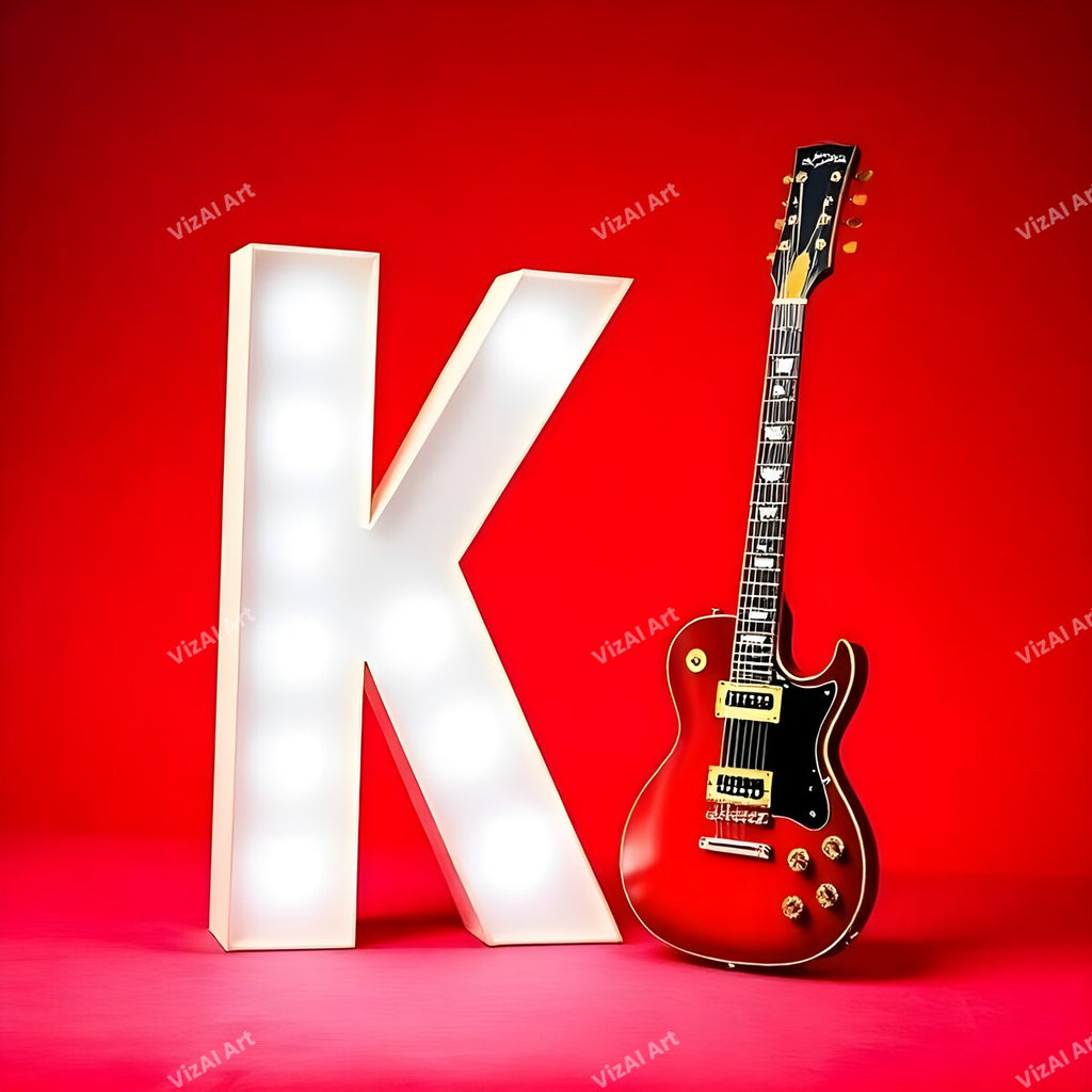 Letter K guitar alphabet art print