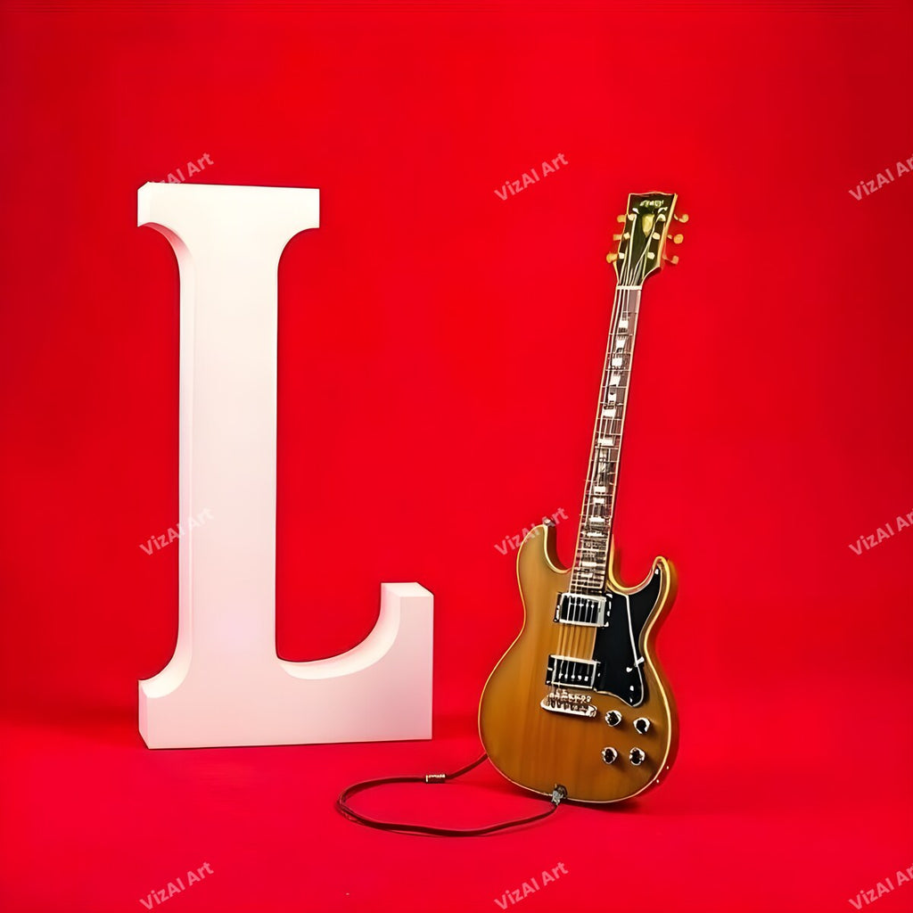 Letter L guitar alphabet art print