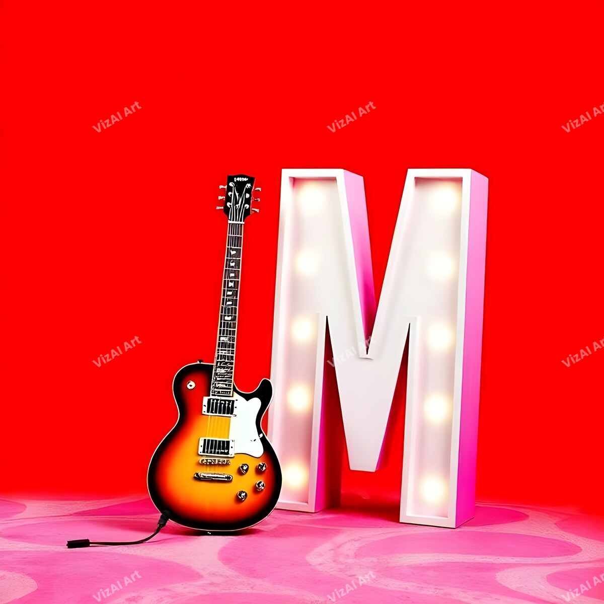 Letter M guitar alphabet art print
