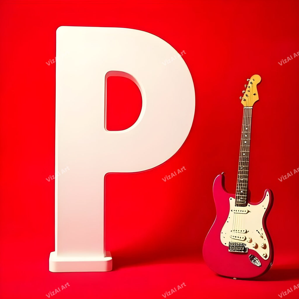 Letter P guitar alphabet art print