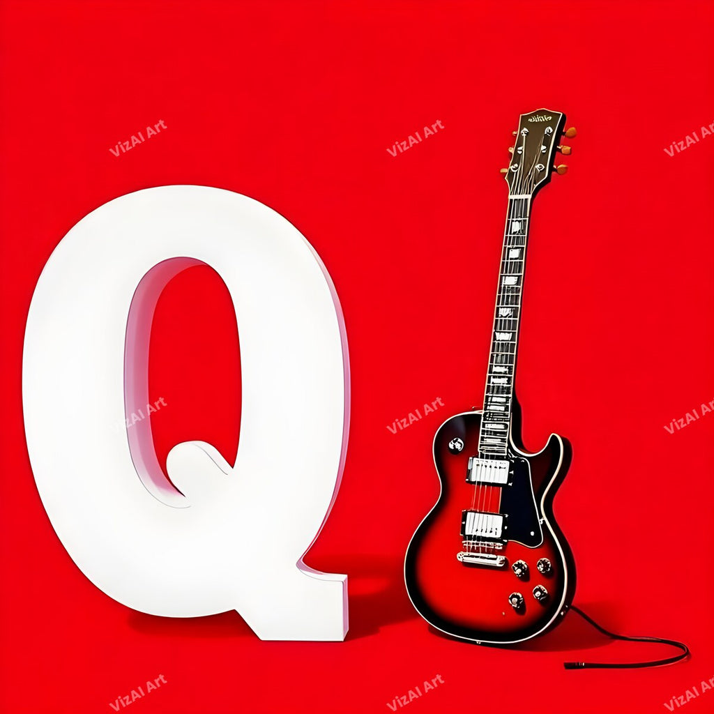 Letter Q guitar alphabet art print