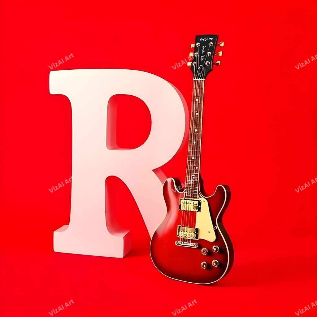 Letter R guitar alphabet art print