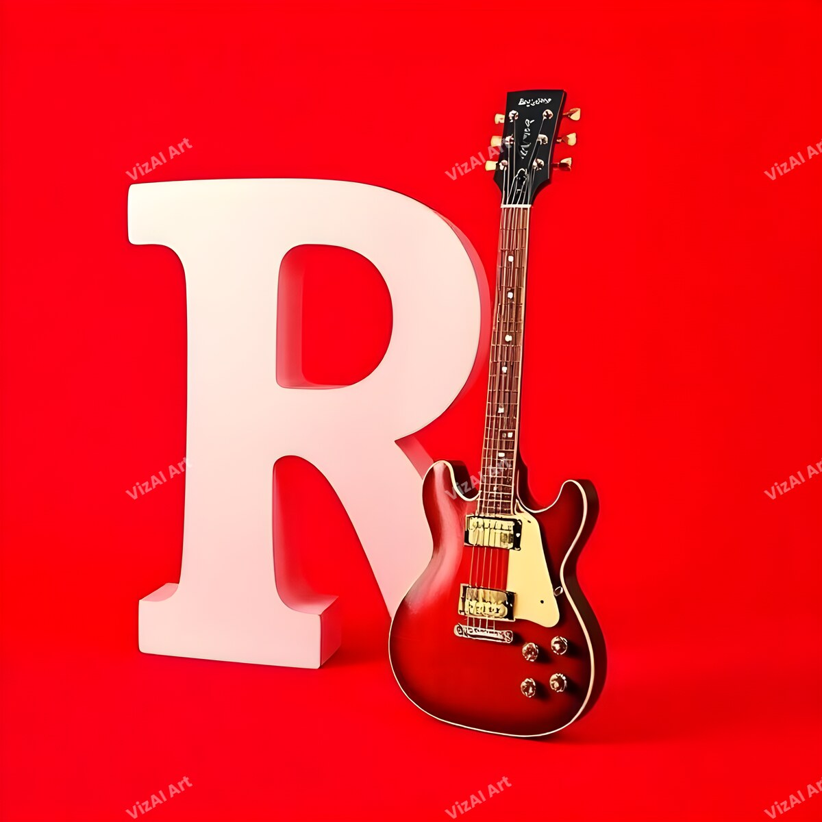 Letter R guitar alphabet art print
