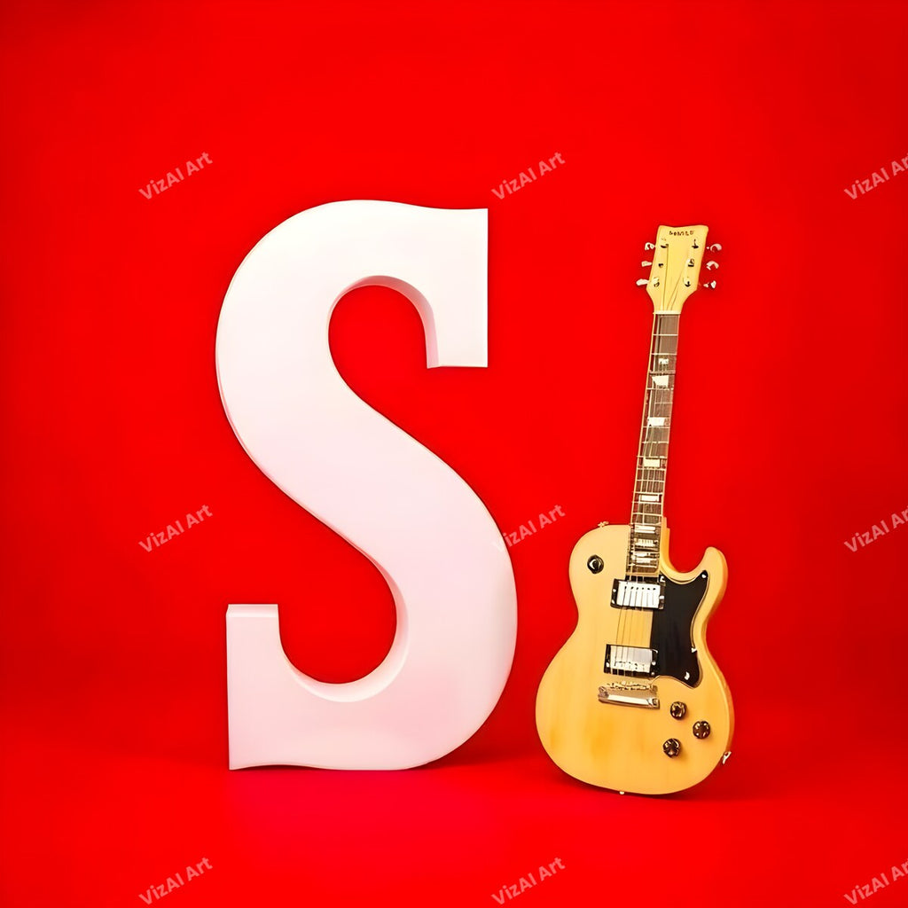Letter S guitar alphabet art print
