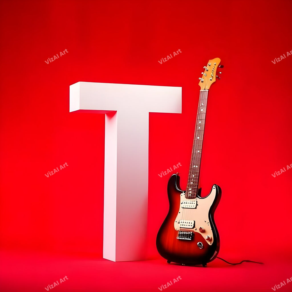 Letter T guitar alphabet art print