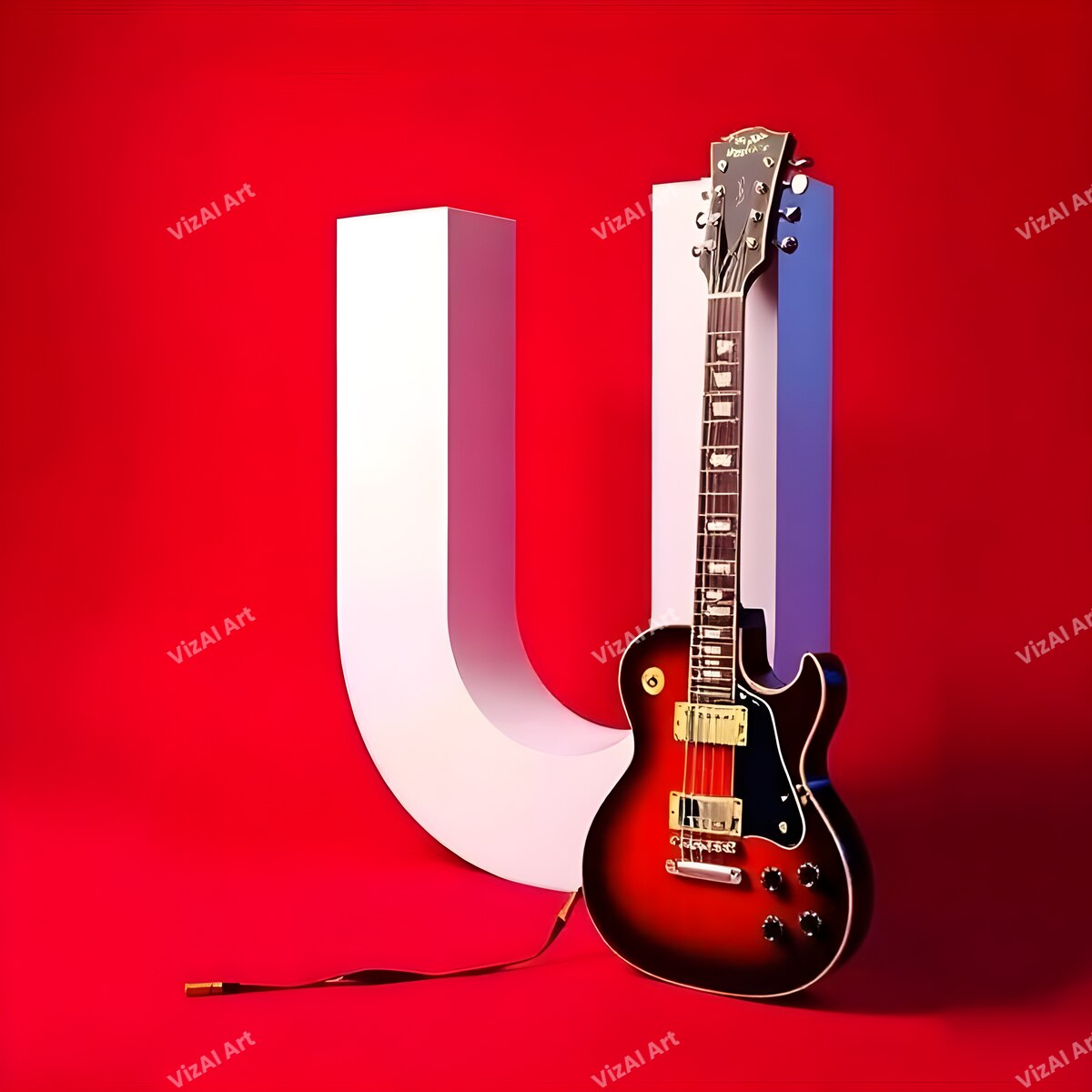 Letter U guitar alphabet art print
