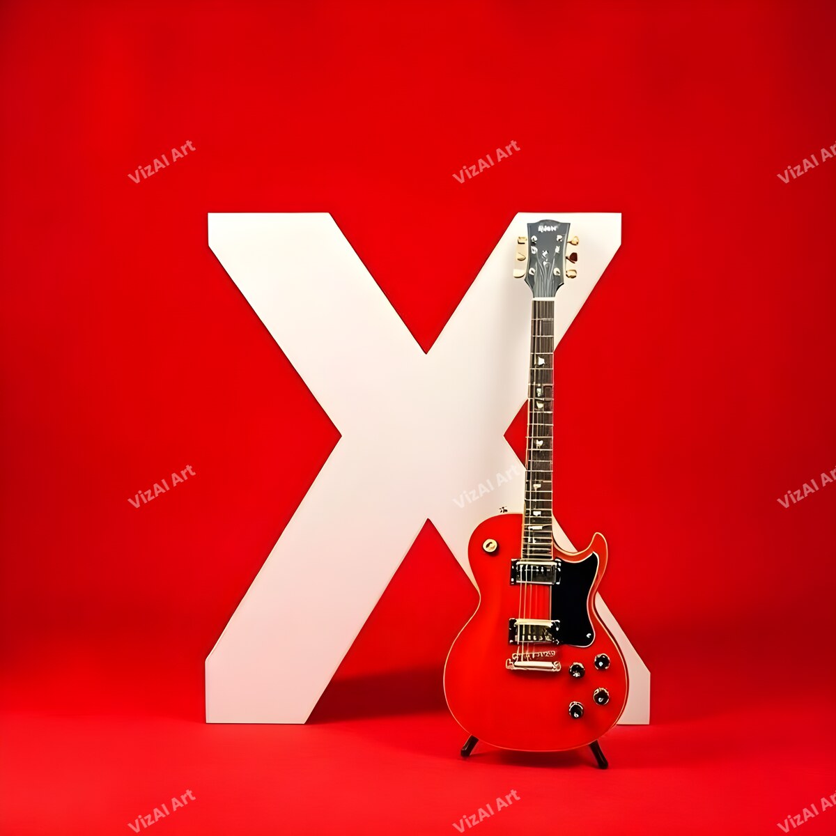 Letter X guitar alphabet art print