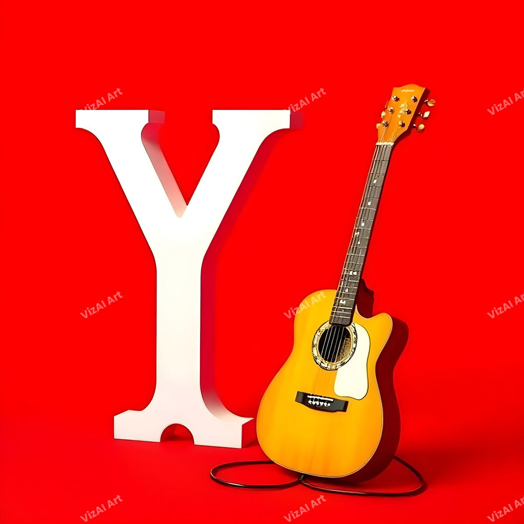 Letter Y guitar alphabet art print