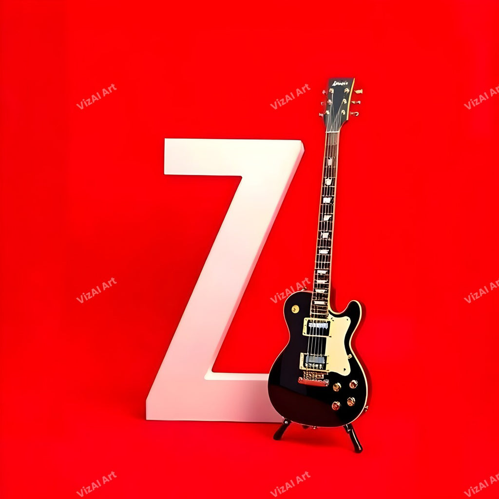 Letter Z guitar alphabet art print