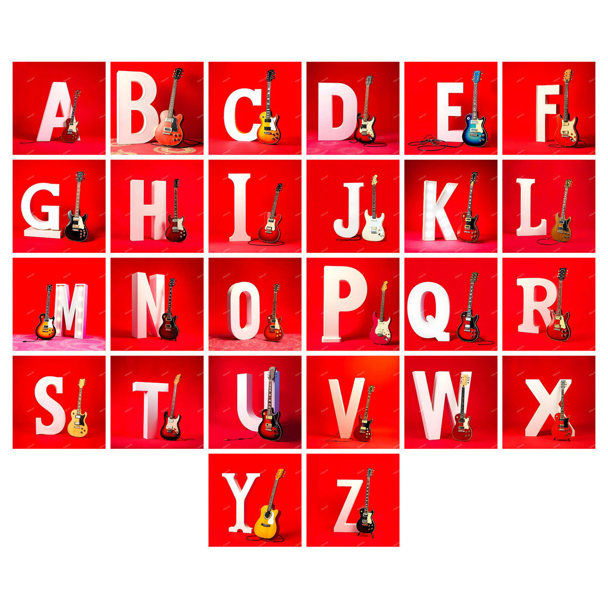Guitar alphabet — choose an individual printable letter
