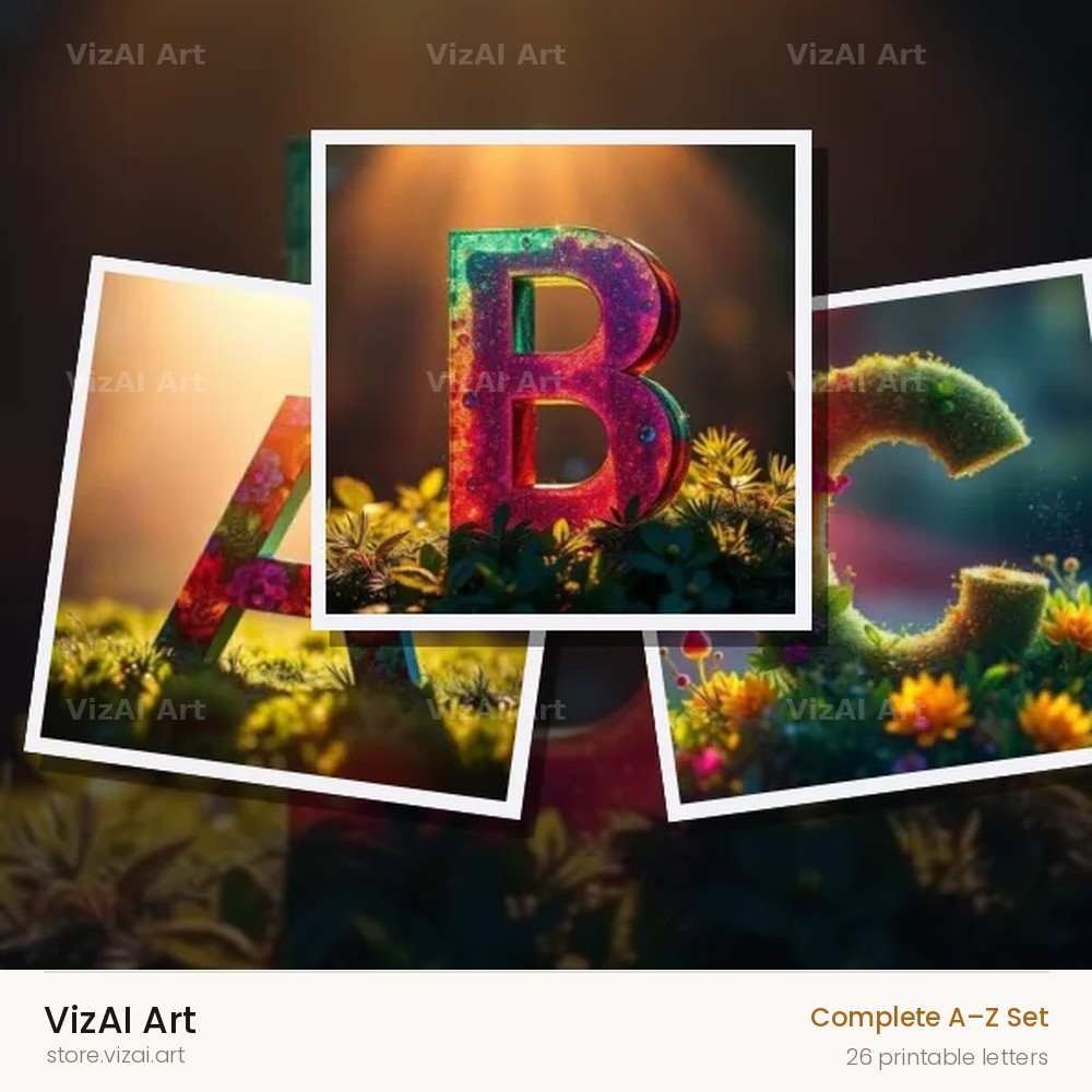 Wild Meadow Glow alphabet — choose an individual printable letter