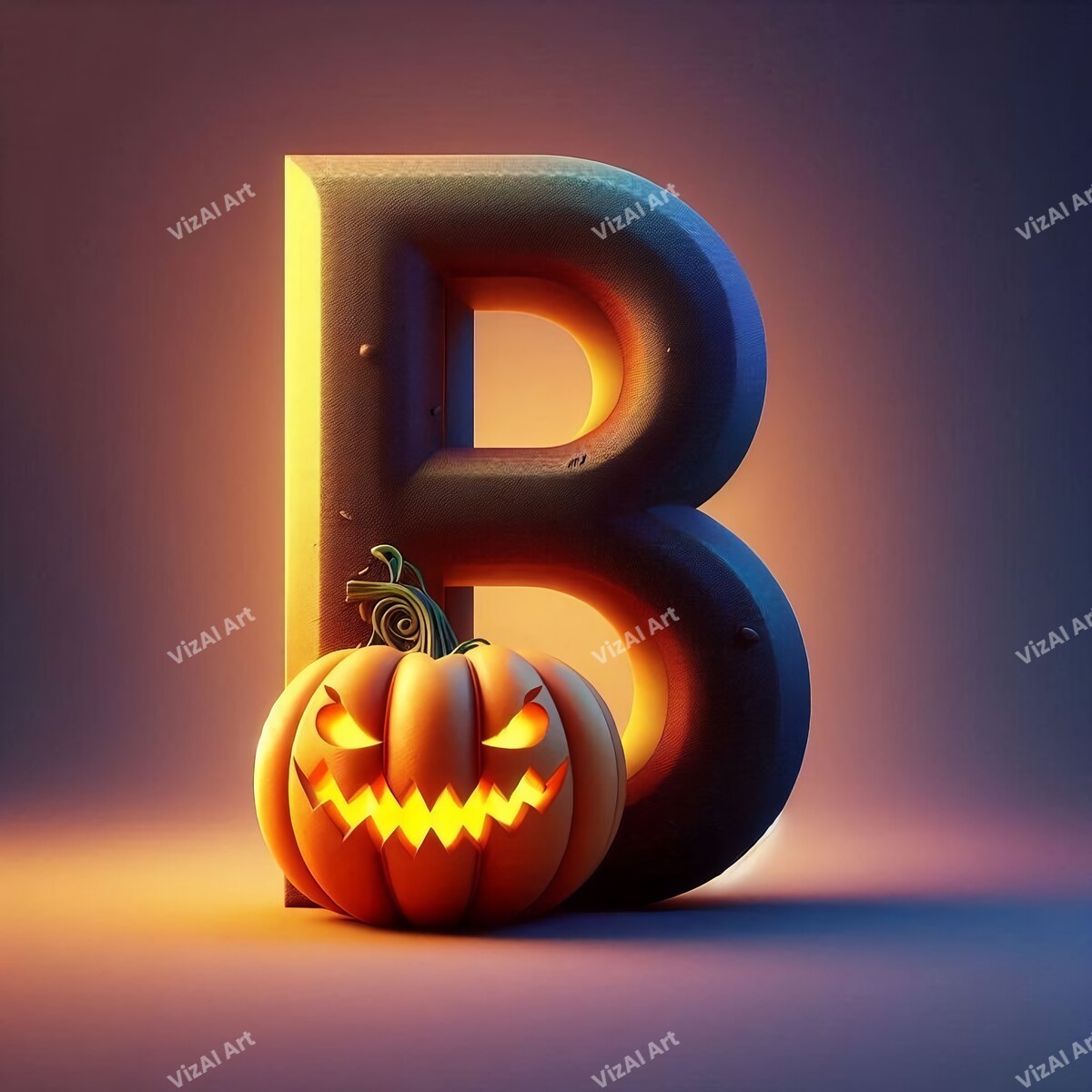 Jack-o'-Lantern Alphabet Wall Art letter B