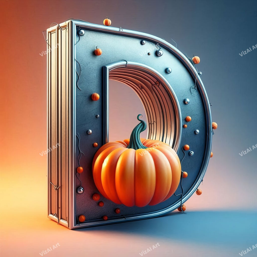 Jack-o'-Lantern Alphabet Wall Art letter D