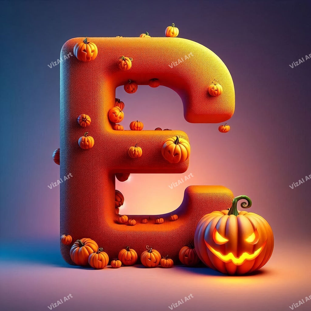 Jack-o'-Lantern Alphabet Wall Art letter E