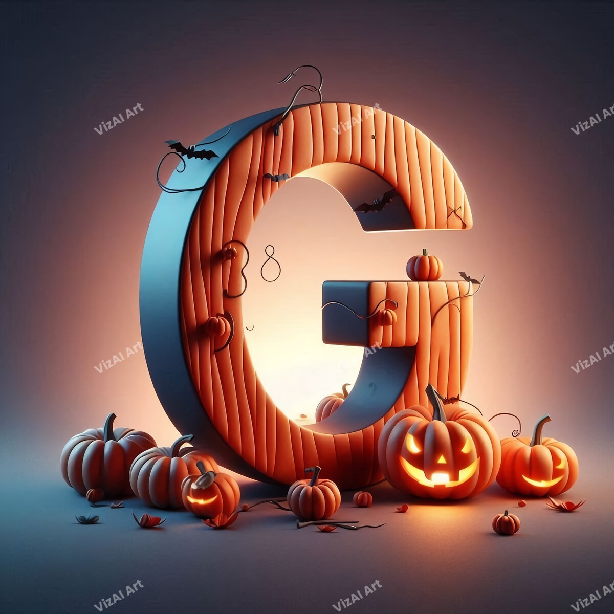 Jack-o'-Lantern Alphabet Wall Art letter G