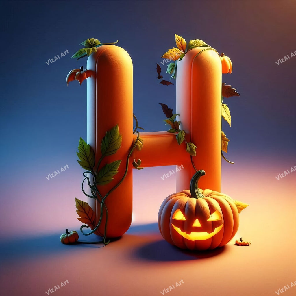 Jack-o'-Lantern Alphabet Wall Art letter H