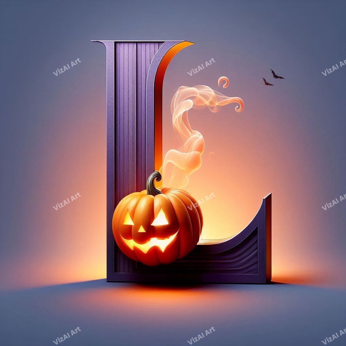 Jack-o'-Lantern Alphabet Wall Art letter L