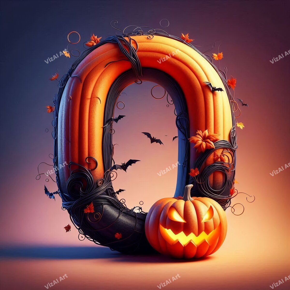 Jack-o'-Lantern Alphabet Wall Art letter O