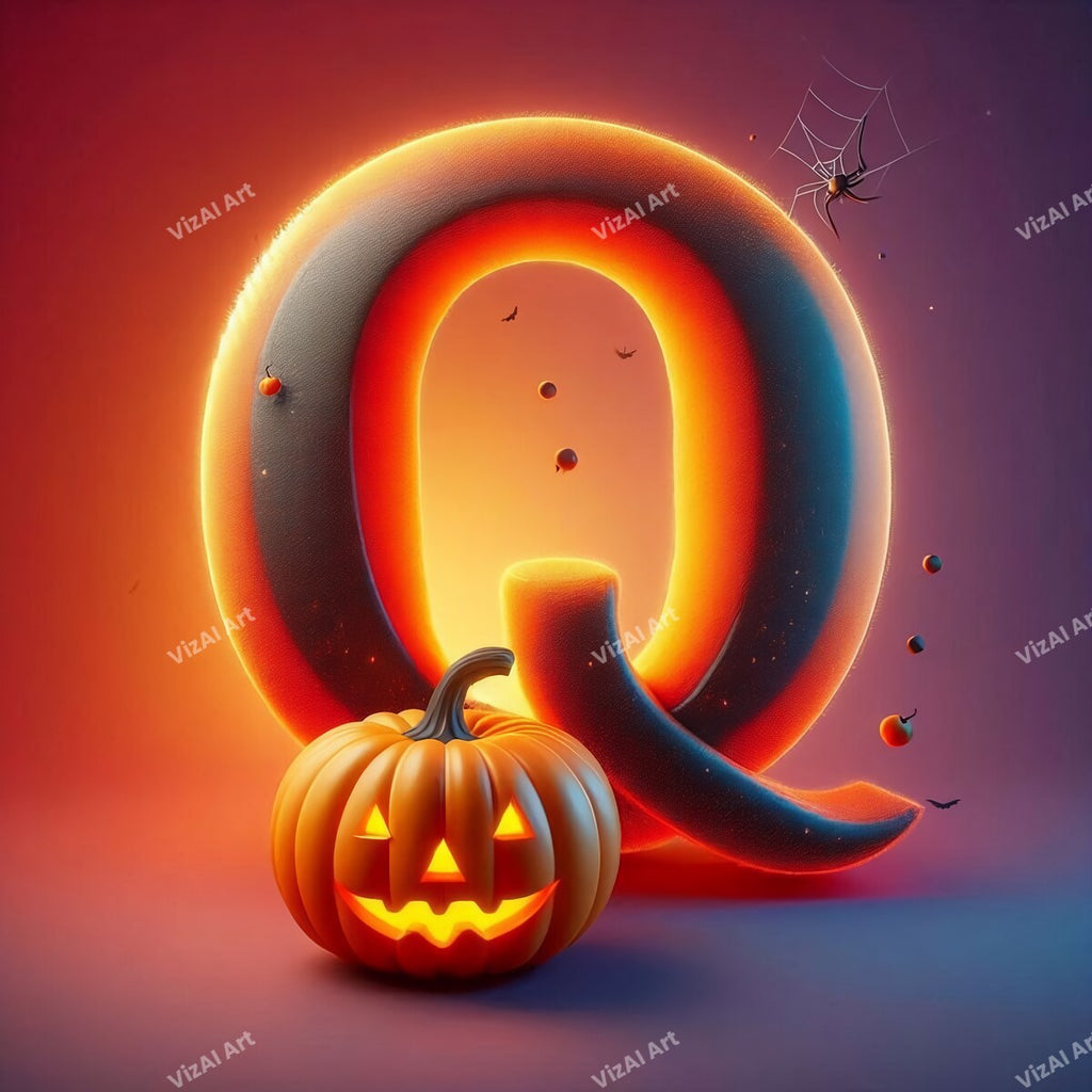 Jack-o'-Lantern Alphabet Wall Art letter Q