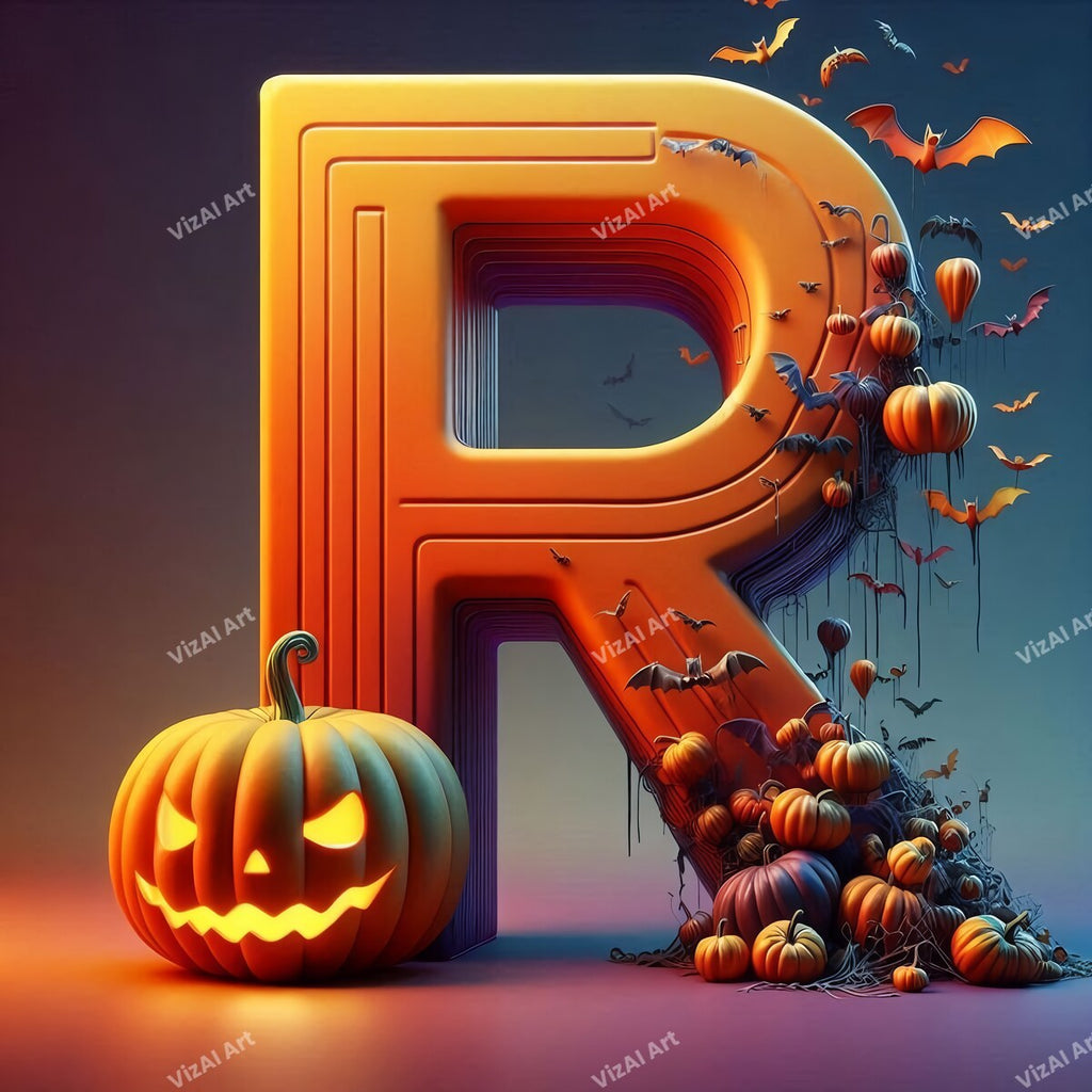 Jack-o'-Lantern Alphabet Wall Art letter R