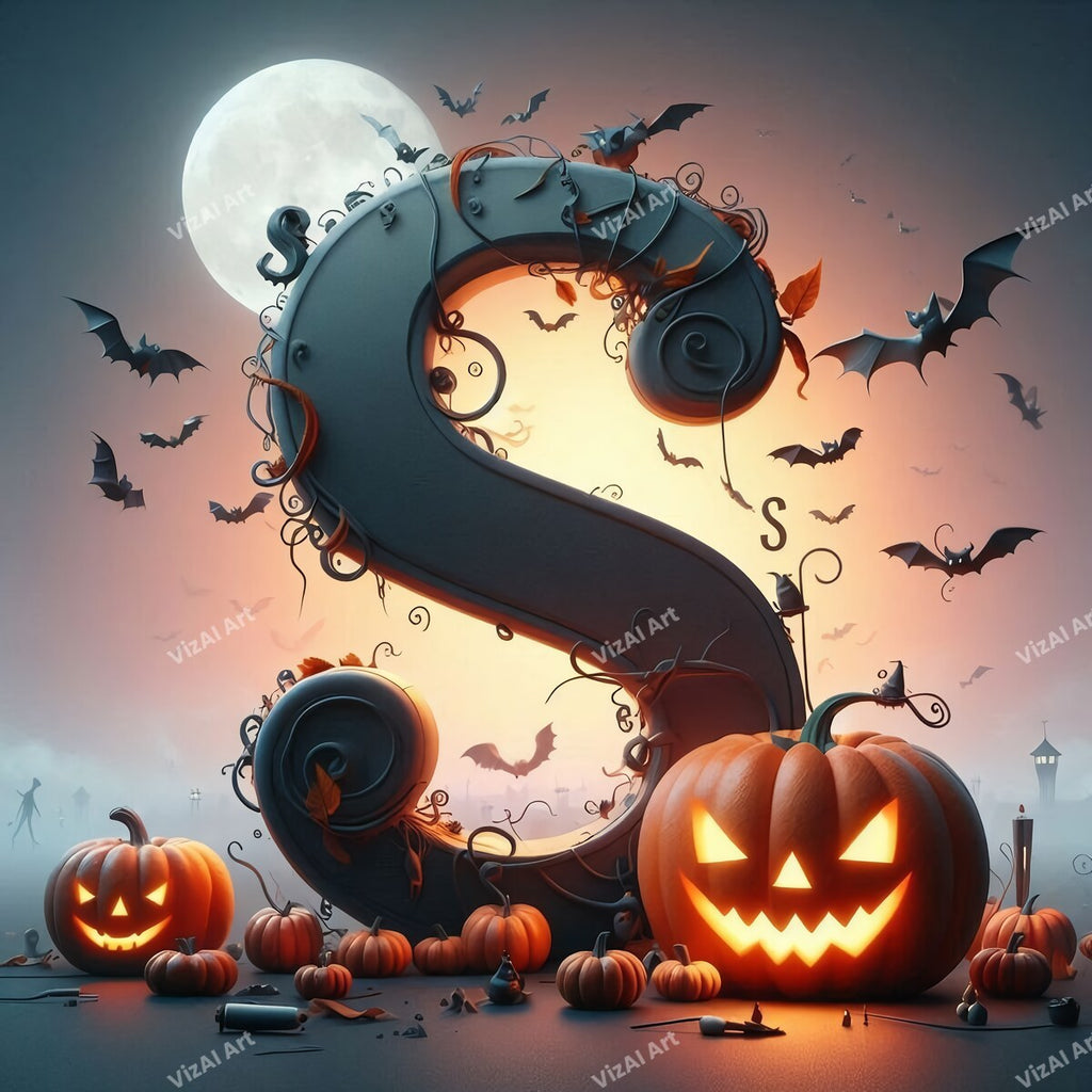 Jack-o'-Lantern Alphabet Wall Art letter S