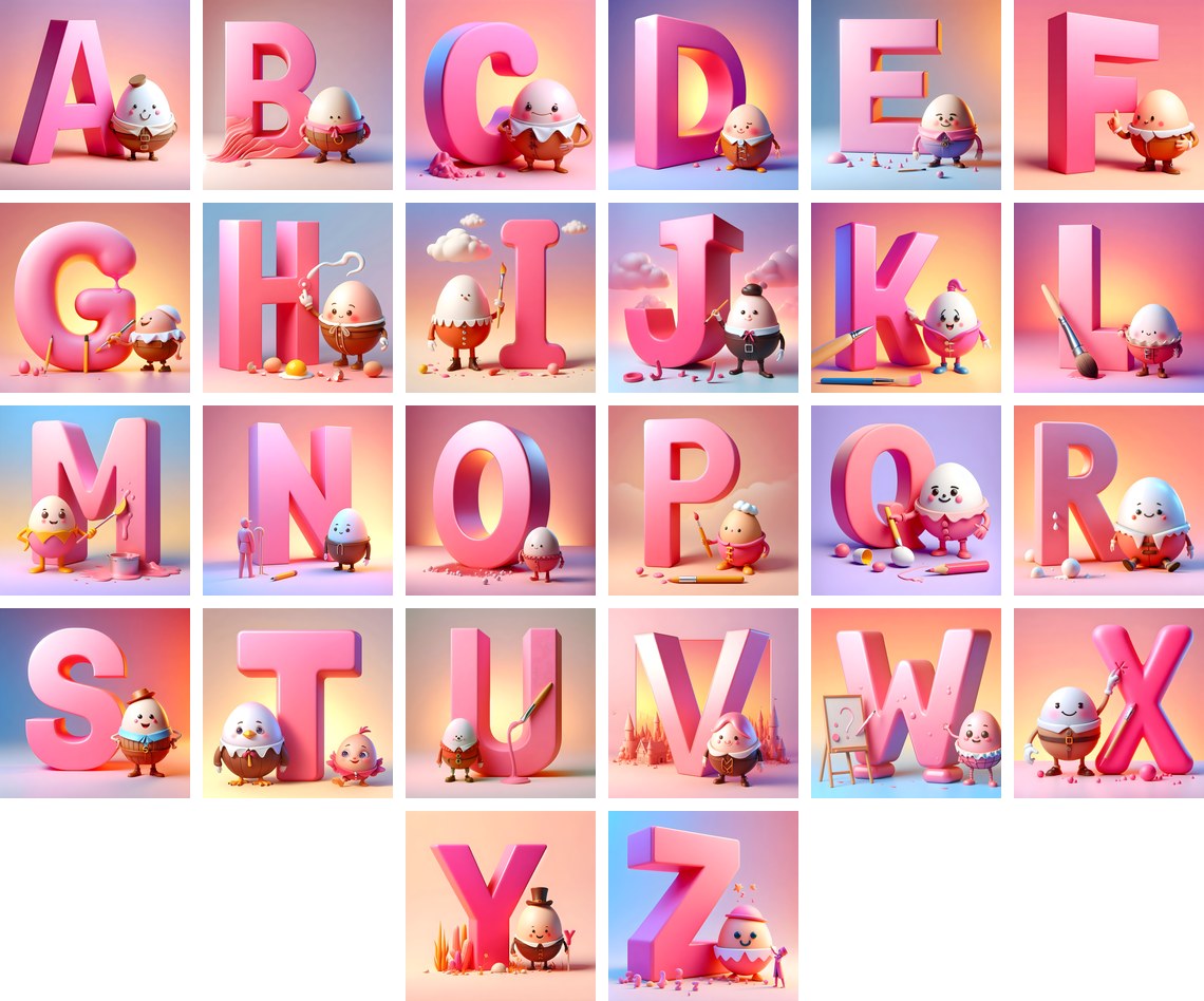 Humpty Dumpty alphabet — all 26 letters