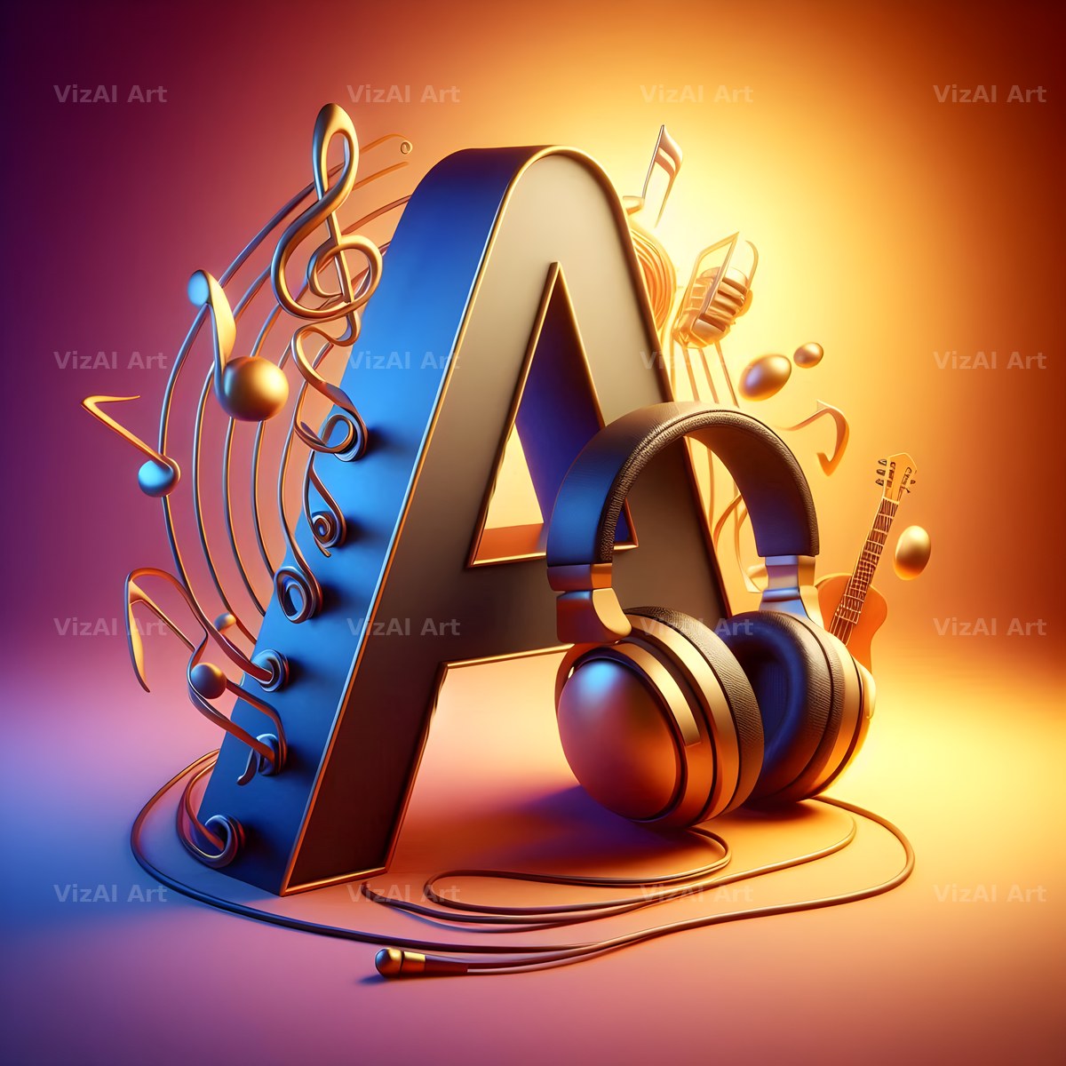 Headphones alphabet letter A