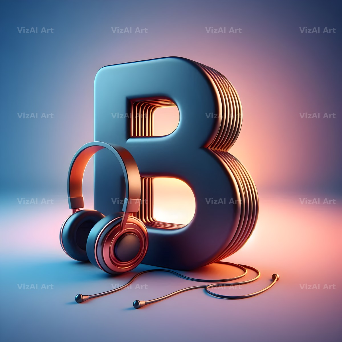 Headphones alphabet letter B