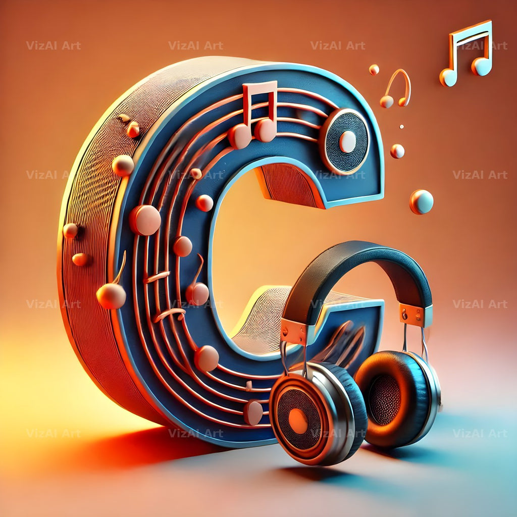 Headphones alphabet letter C