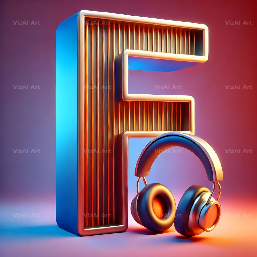 Headphones alphabet letter F
