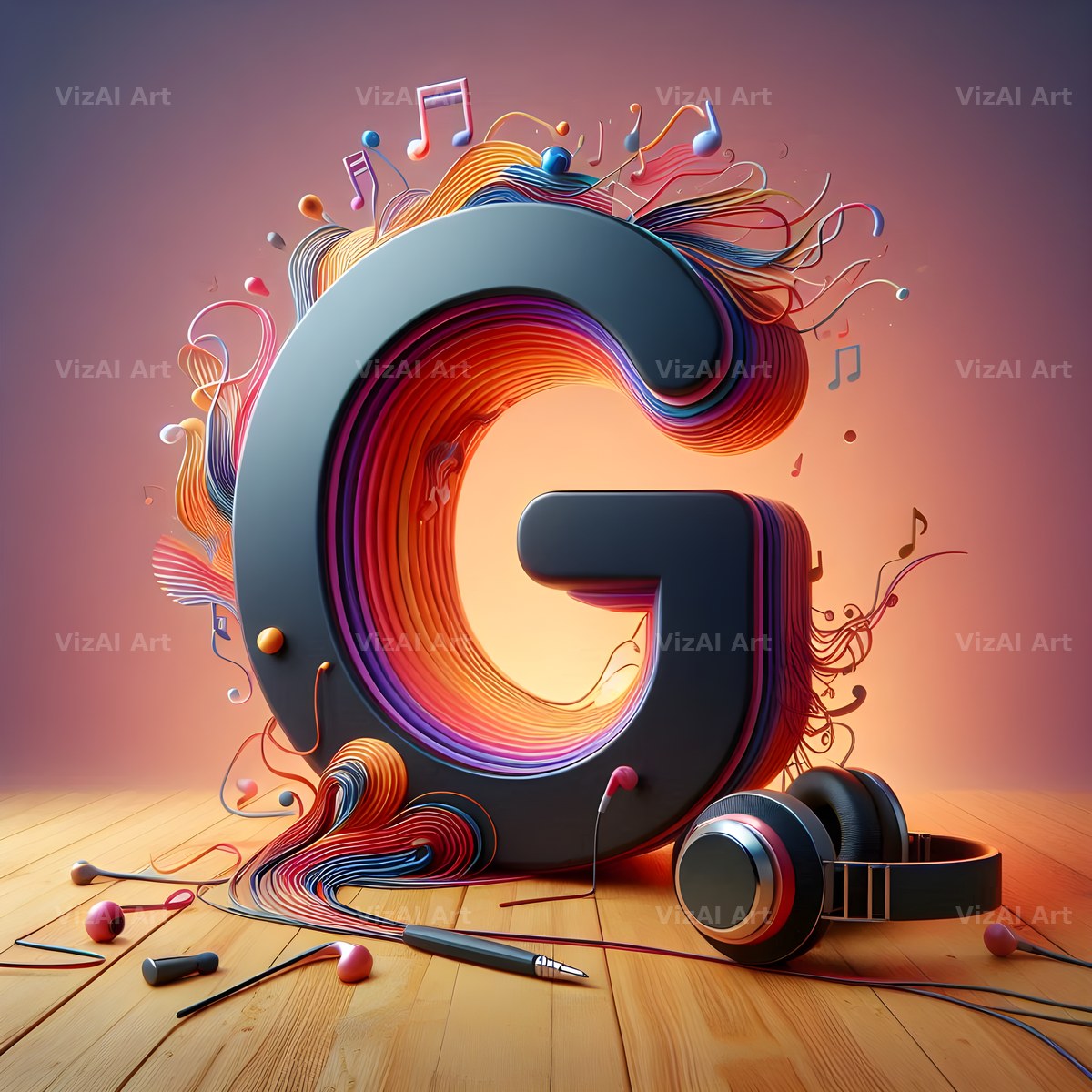 Headphones alphabet letter G