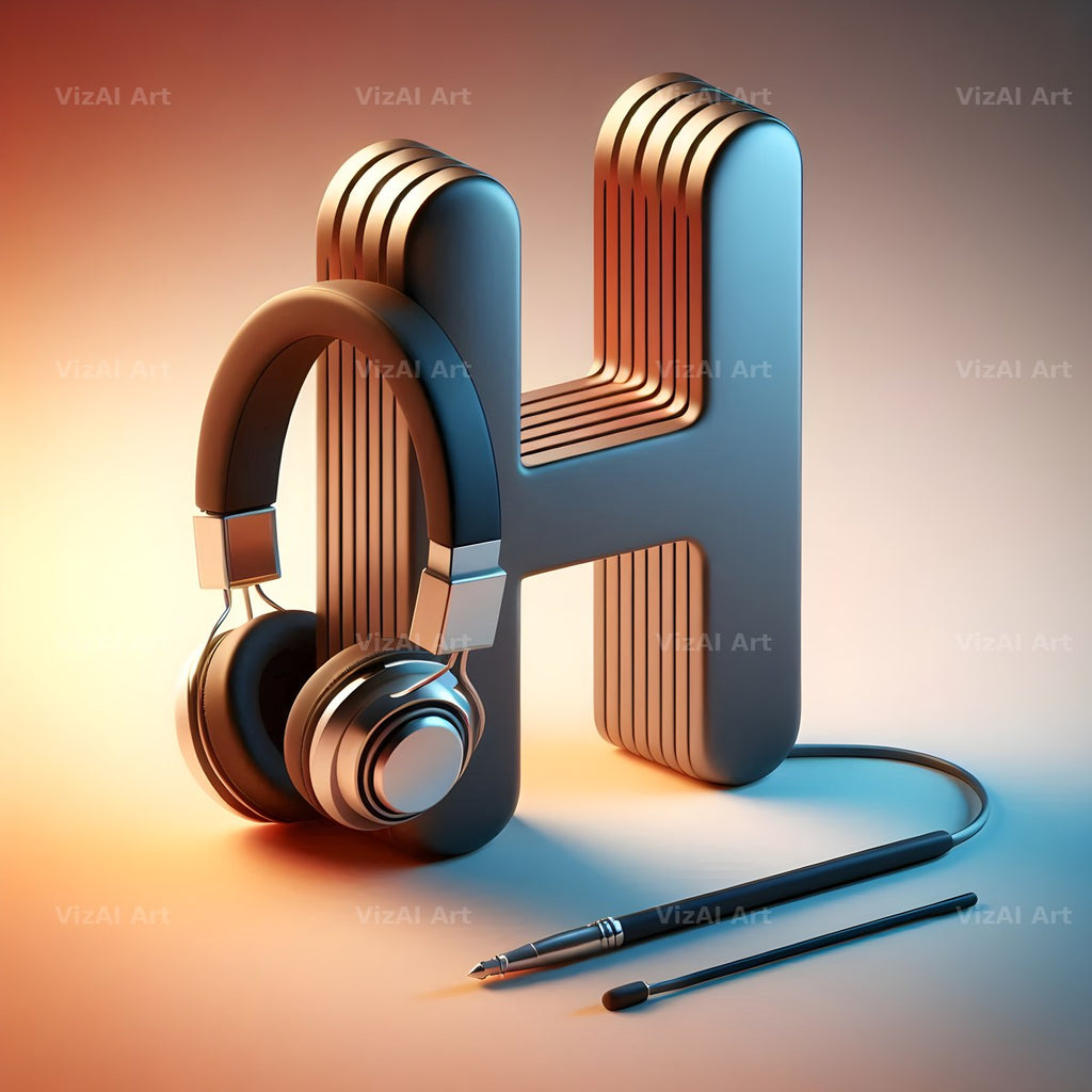 Headphones alphabet letter H