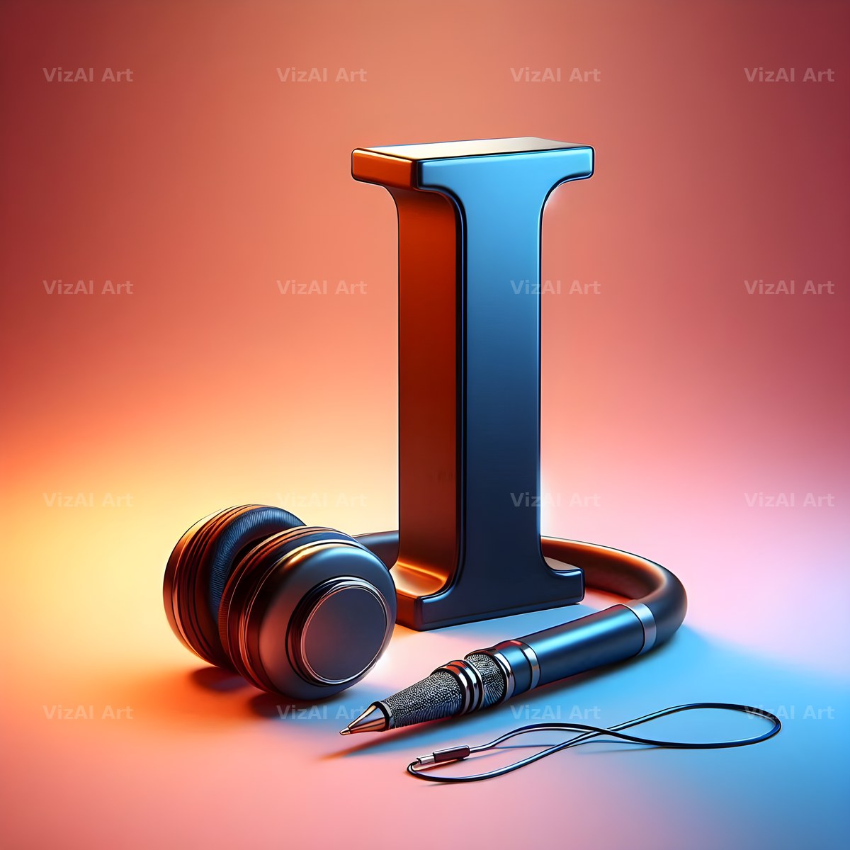 Headphones alphabet letter I