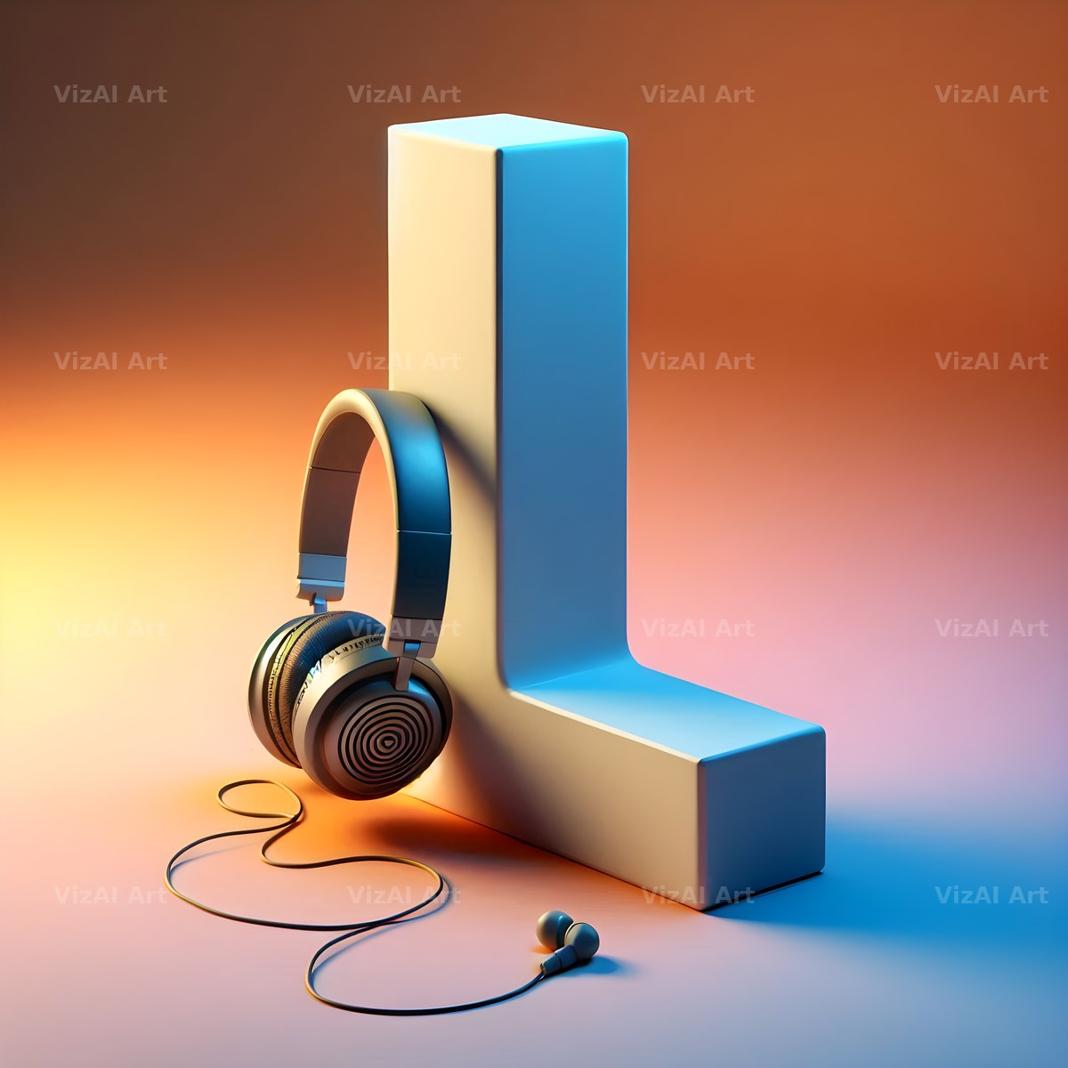 Headphones alphabet letter L