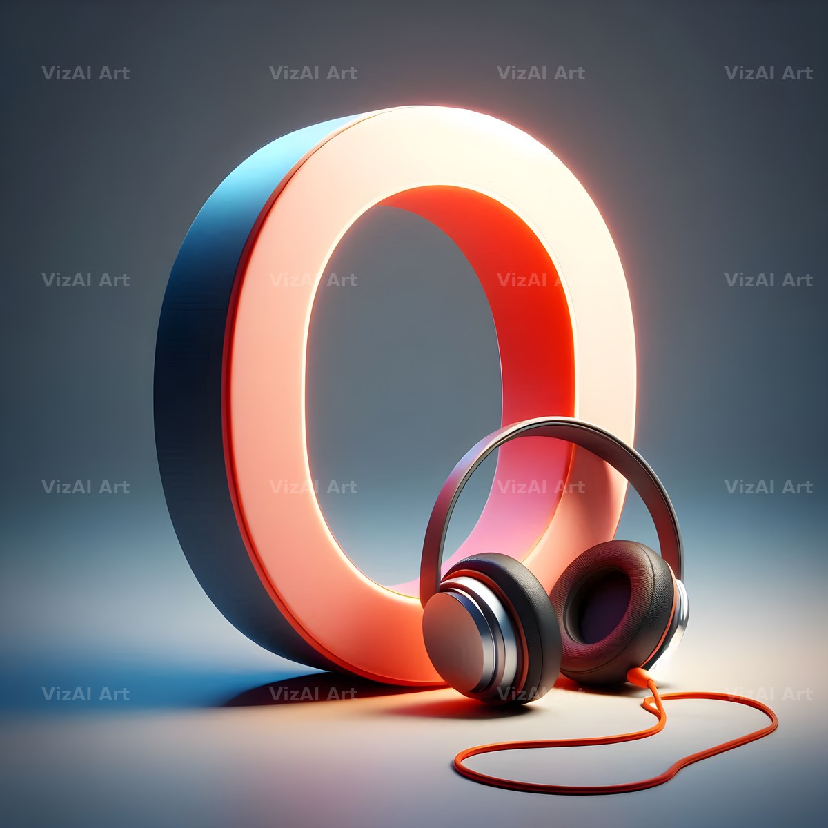 Headphones alphabet letter O