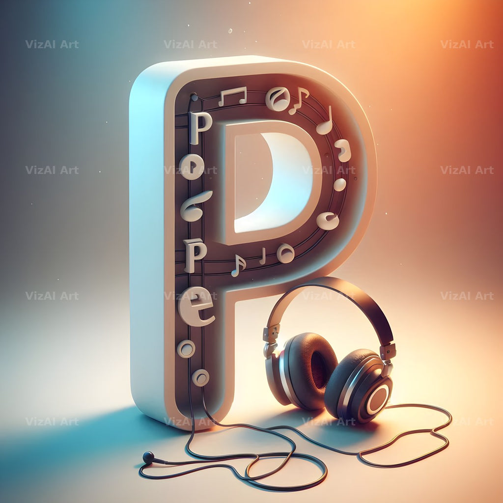 Headphones alphabet letter P