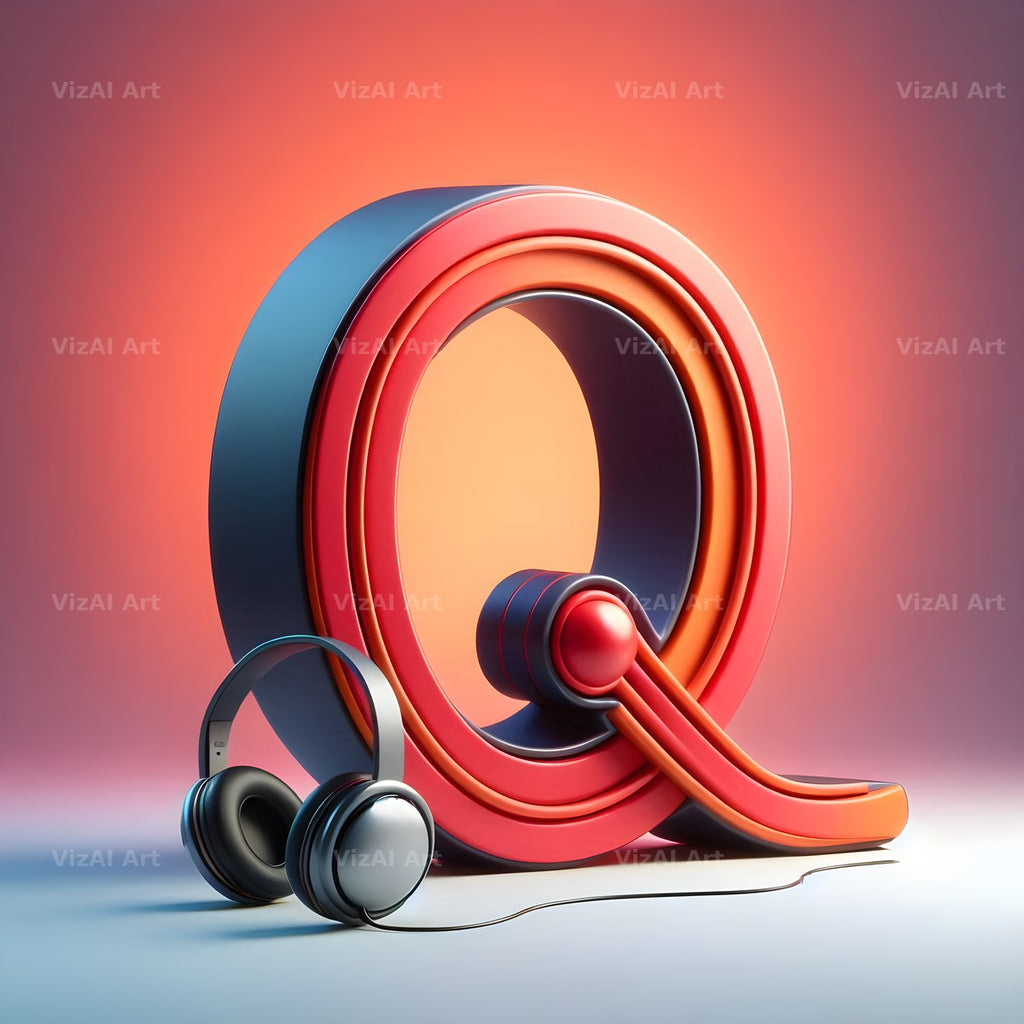 Headphones alphabet letter Q
