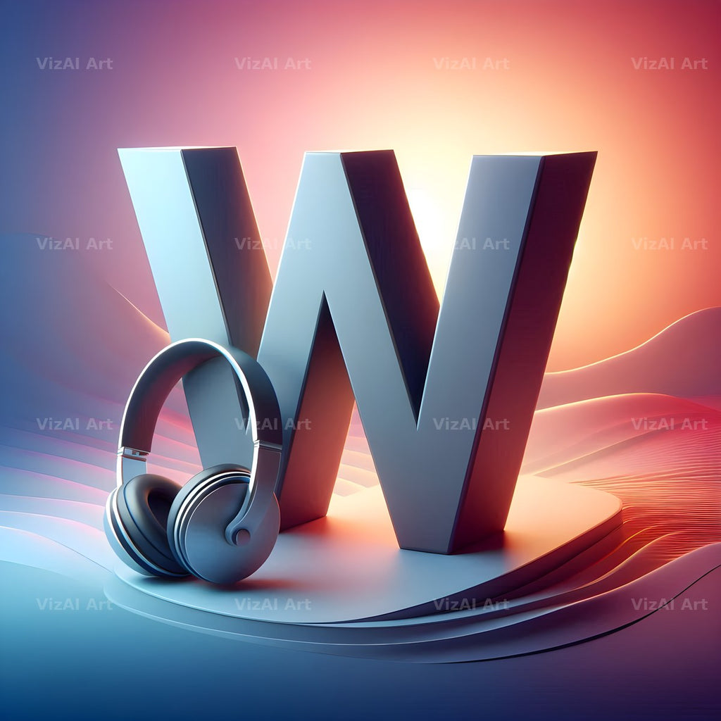 Headphones alphabet letter W