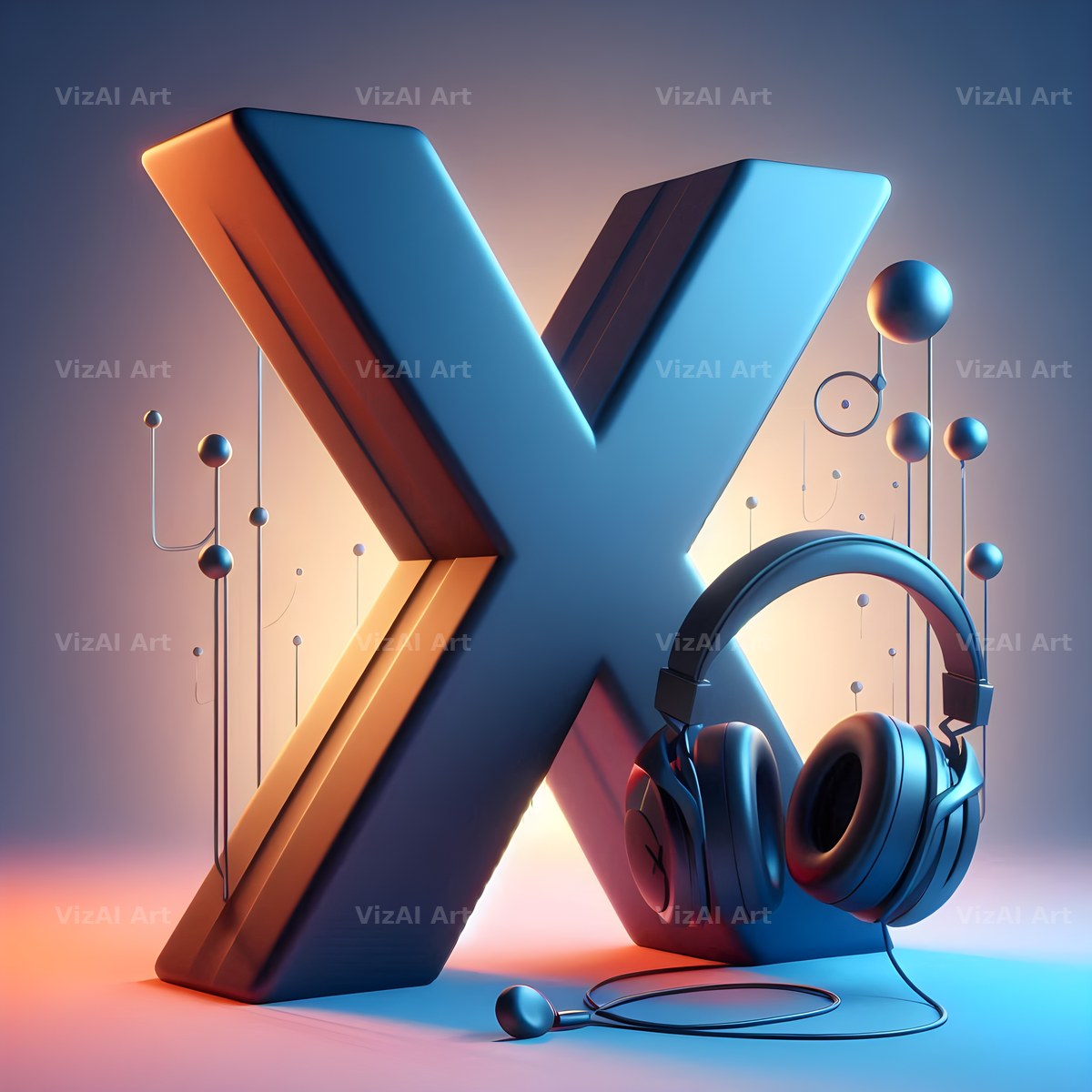 Headphones alphabet letter X