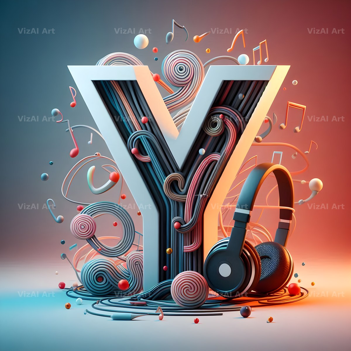 Headphones alphabet letter Y