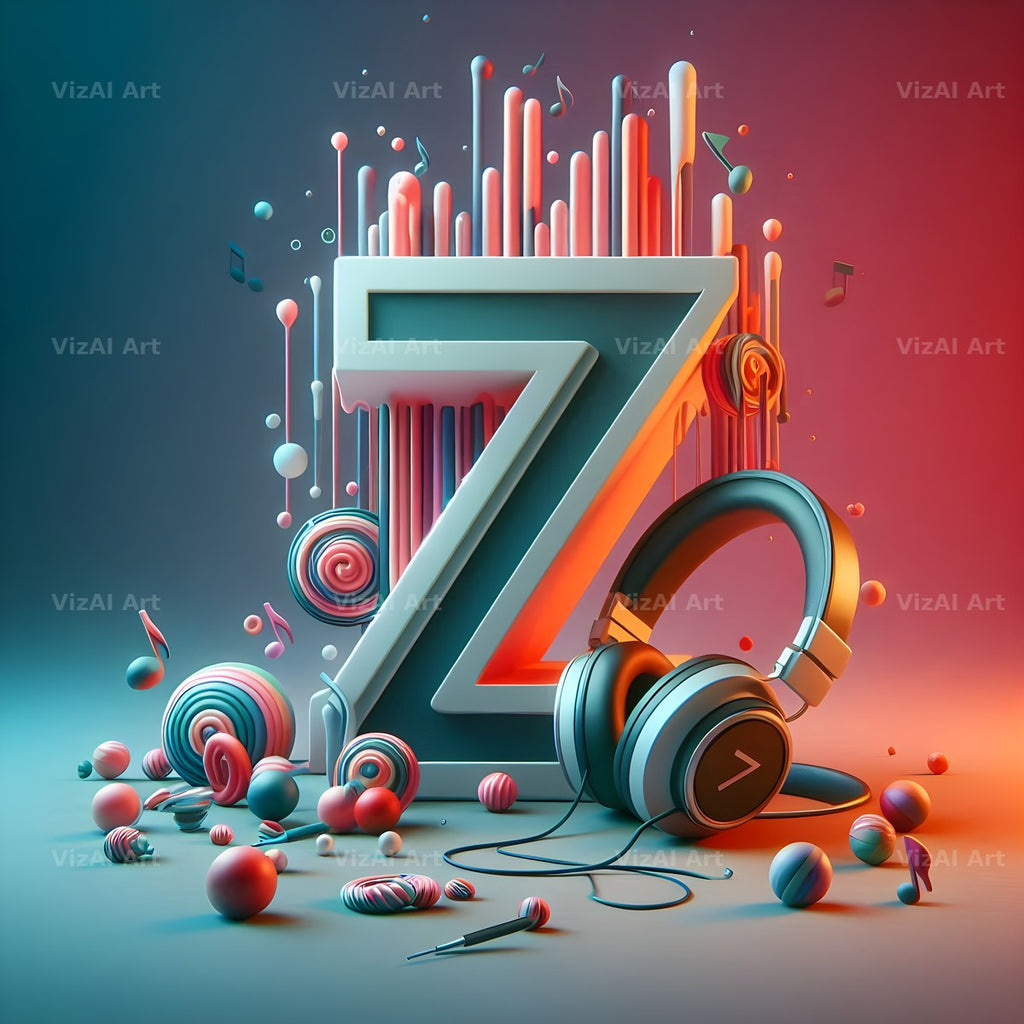 Headphones alphabet letter Z